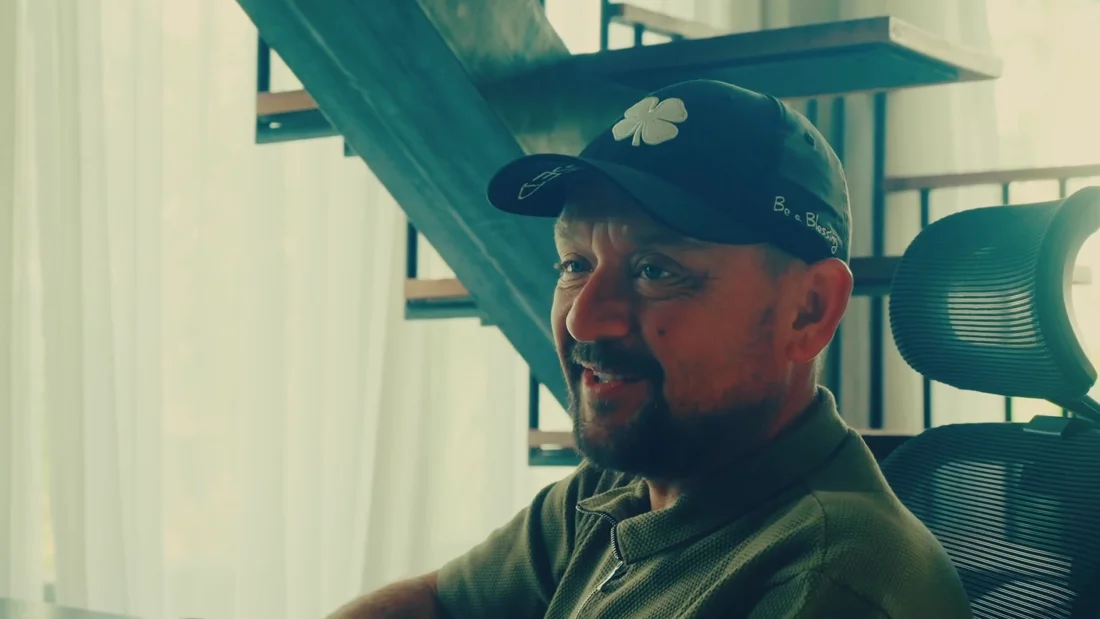 Chris White, still from the filmed interview